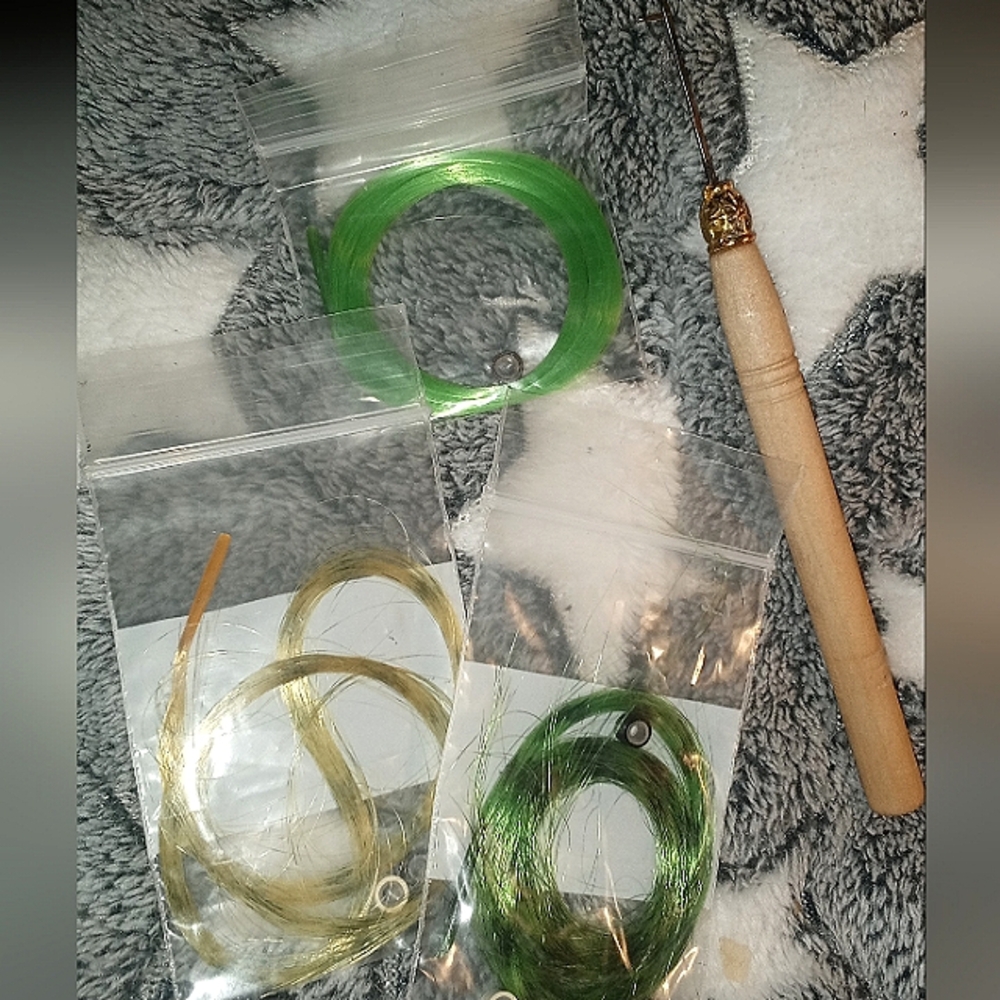 Green and Gold Hair Extension Tool Set